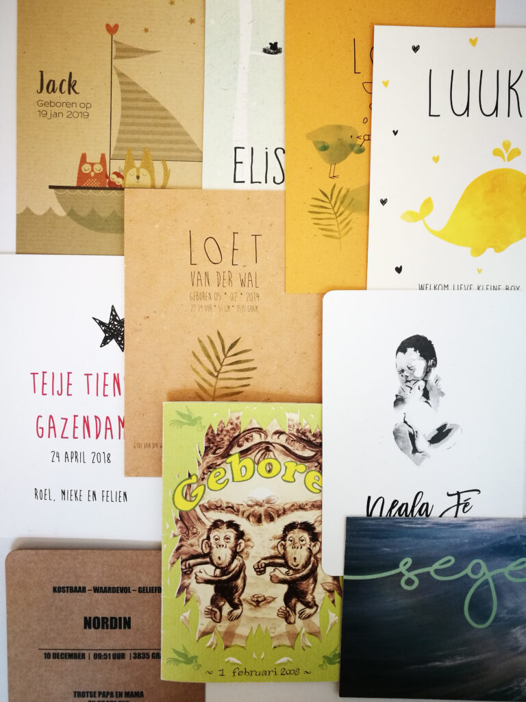Duurzame geboortekaartjes op recycled papier
