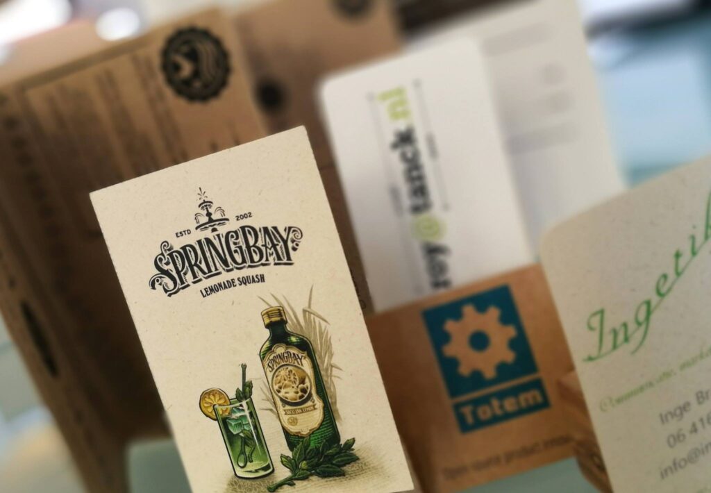 Visitekaartjes op kraft en recycled papier